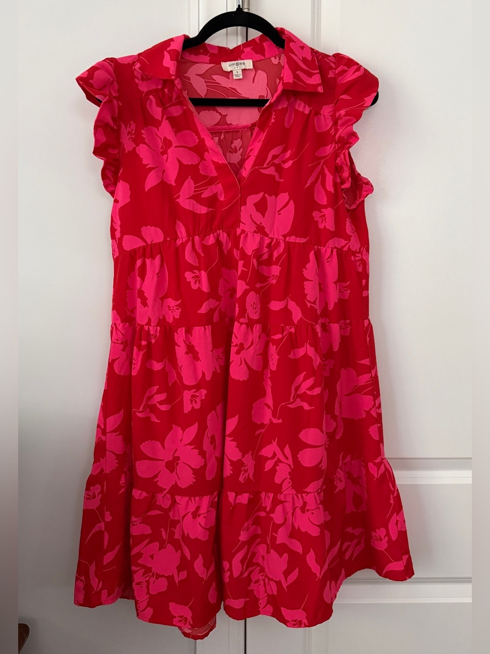 Umgee Hot Pink & Fuchsia Floral Tiered Women’s Dress